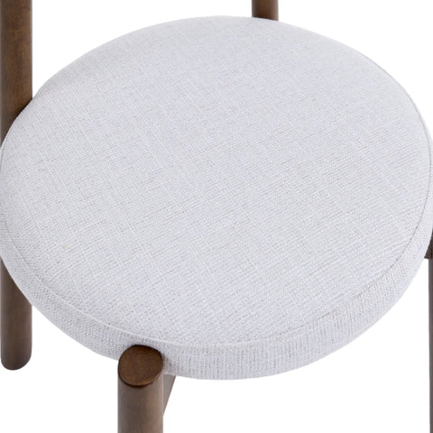 Skara Set of 2 Dining Chairs, Walnut Effect Solid Wood Frame | Light Warm Grey Textured Basketweave Fabric