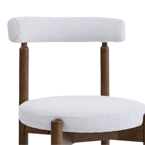 Skara Set of 2 Dining Chairs, Walnut Effect Solid Wood Frame | Light Warm Grey Textured Basketweave Fabric