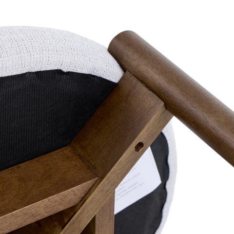 Skara Set of 2 Dining Chairs, Walnut Effect Solid Wood Frame | Light Warm Grey Textured Basketweave Fabric