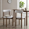 Skara Set of 2 Light Warm Grey Textured Fabric Dining Chairs with Walnut Effect Solid Wood Frame