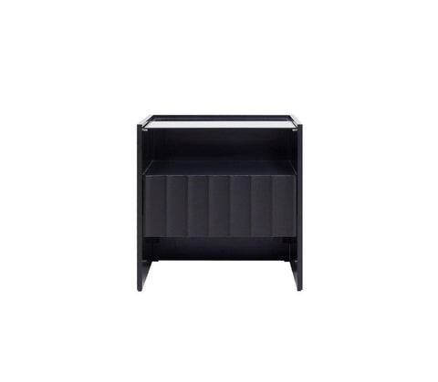 Solano Glass-Top Bedside Table (Available in Black and White)