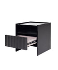 Solano Glass-Top Bedside Table (Available in Black and White)