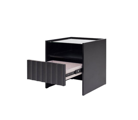 Solano Glass-Top Bedside Table (Available in Black and White)