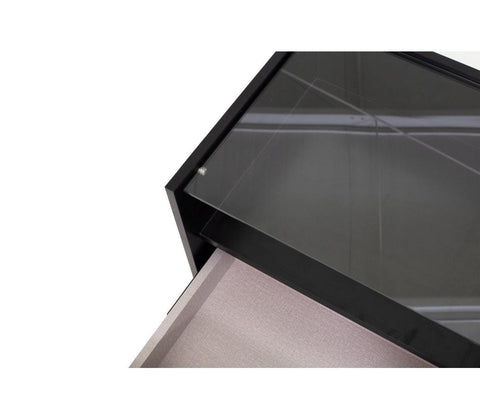 Solano Glass-Top Bedside Table (Available in Black and White)