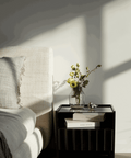 Solano Glass-Top Bedside Table (Available in Black and White)
