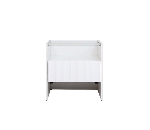 Solano Glass-Top Bedside Table (Available in Black and White)