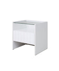 Solano Glass-Top Bedside Table (Available in Black and White)