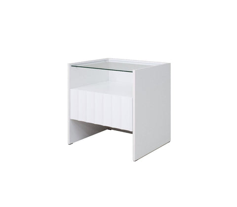 Solano Glass-Top Bedside Table (Available in Black and White)