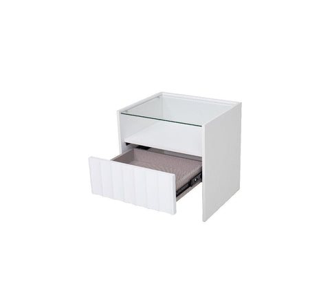 Solano Glass-Top Bedside Table (Available in Black and White)