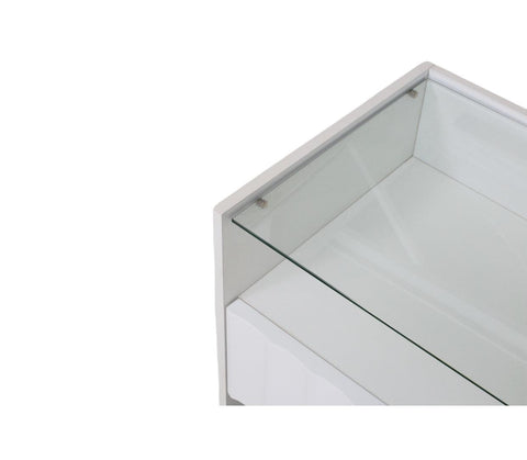 Solano Glass-Top Bedside Table (Available in Black and White)