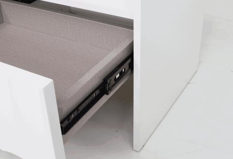 Solano Glass-Top Bedside Table (Available in Black and White)