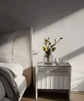 Solano Glass-Top Bedside Table (Available in Black and White)