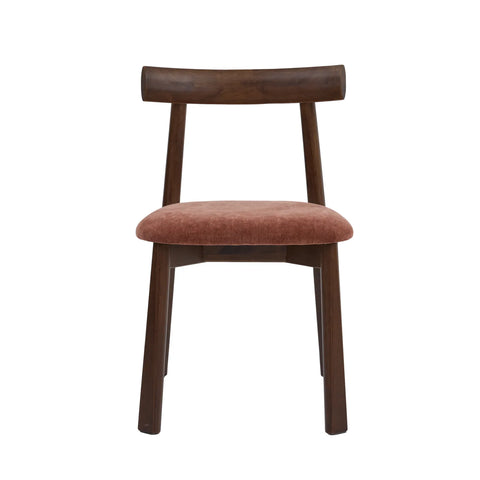 Soma Antique Red Fabric Dining Chairs with Walnut Effect Solid Wood Frame (Set of 2)