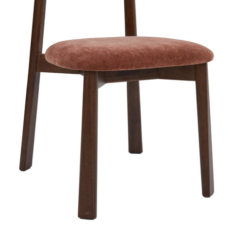 Soma Antique Red Fabric Dining Chairs with Walnut Effect Solid Wood Frame (Set of 2)