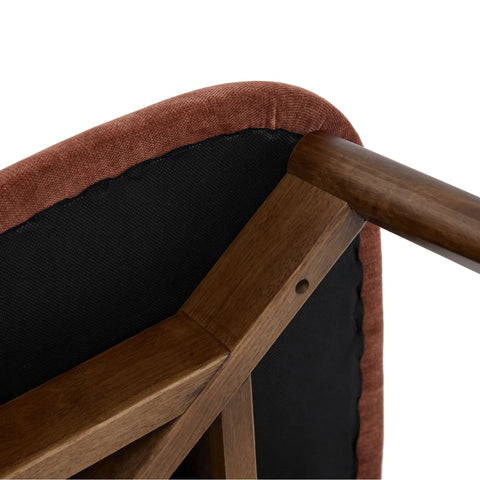 Soma Antique Red Fabric Dining Chairs with Walnut Effect Solid Wood Frame (Set of 2)