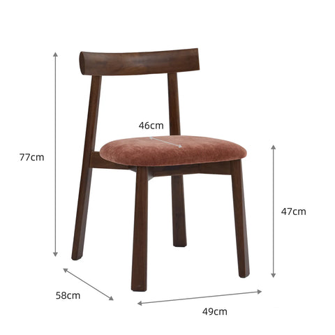 Soma Antique Red Fabric Dining Chairs with Walnut Effect Solid Wood Frame (Set of 2)