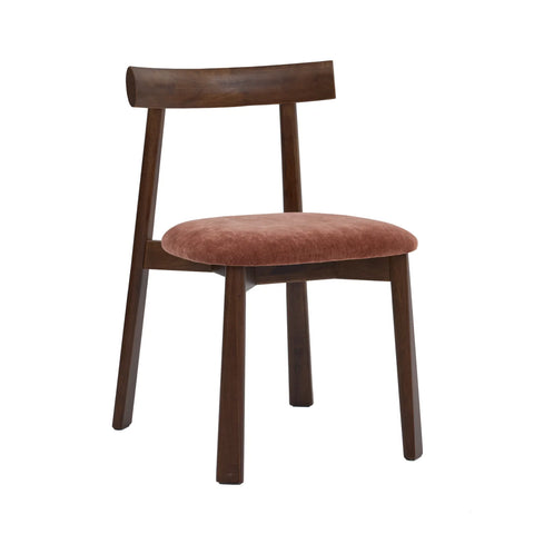 Soma Antique Red Fabric Dining Chairs with Walnut Effect Solid Wood Frame (Set of 2)