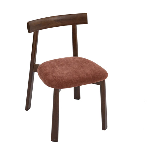 Soma Antique Red Fabric Dining Chairs with Walnut Effect Solid Wood Frame (Set of 2)
