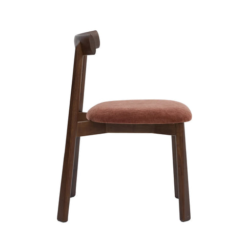 Soma Antique Red Fabric Dining Chairs with Walnut Effect Solid Wood Frame (Set of 2)