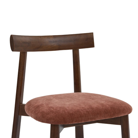 Soma Antique Red Fabric Dining Chairs with Walnut Effect Solid Wood Frame (Set of 2)