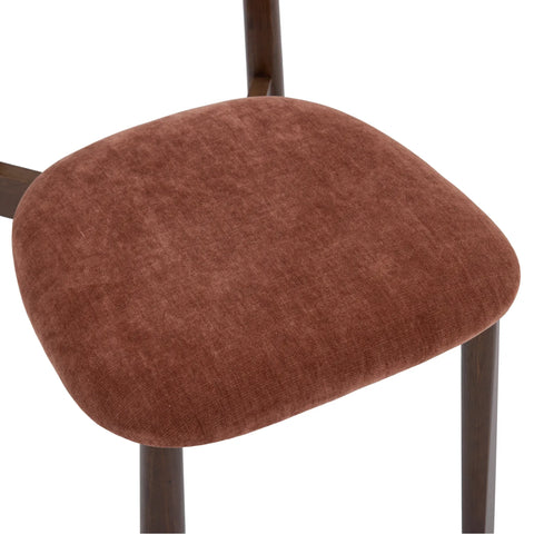Soma Antique Red Fabric Dining Chairs with Walnut Effect Solid Wood Frame (Set of 2)