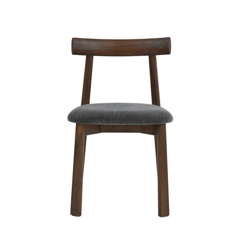 Soma Dark Grey Fabric Dining Chairs with Walnut Effect Solid Wood Frame (Set of 2)