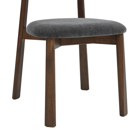 Soma Dark Grey Fabric Dining Chairs with Walnut Effect Solid Wood Frame (Set of 2)