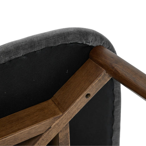 Soma Dark Grey Fabric Dining Chairs with Walnut Effect Solid Wood Frame (Set of 2)