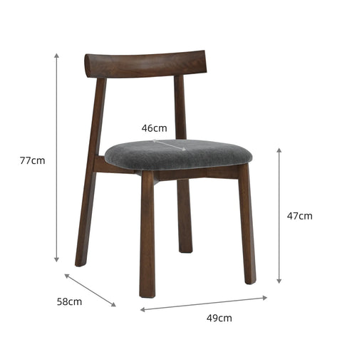 Soma Dark Grey Fabric Dining Chairs with Walnut Effect Solid Wood Frame (Set of 2)