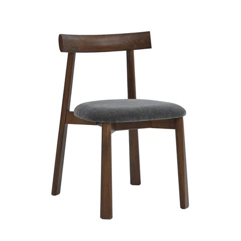 Soma Dark Grey Fabric Dining Chairs with Walnut Effect Solid Wood Frame (Set of 2)