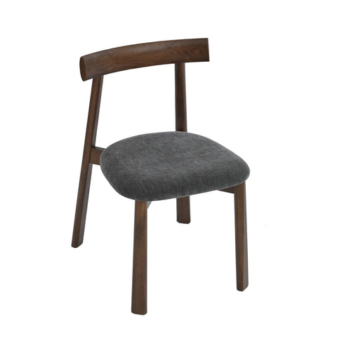 Soma Dark Grey Fabric Dining Chairs with Walnut Effect Solid Wood Frame (Set of 2)