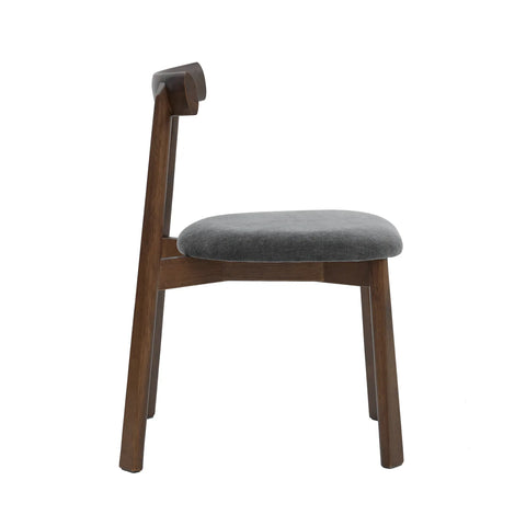 Soma Dark Grey Fabric Dining Chairs with Walnut Effect Solid Wood Frame (Set of 2)