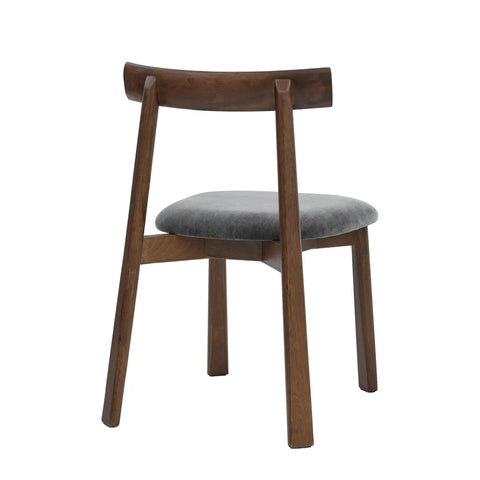 Soma Dark Grey Fabric Dining Chairs with Walnut Effect Solid Wood Frame (Set of 2)