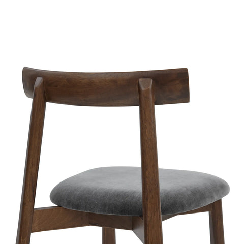 Soma Dark Grey Fabric Dining Chairs with Walnut Effect Solid Wood Frame (Set of 2)