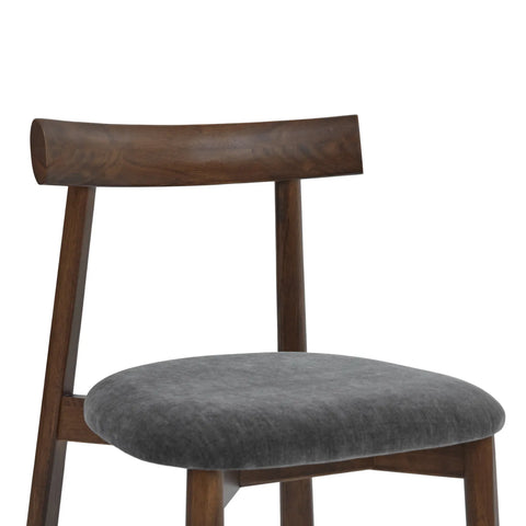 Soma Dark Grey Fabric Dining Chairs with Walnut Effect Solid Wood Frame (Set of 2)