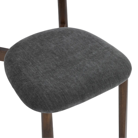 Soma Dark Grey Fabric Dining Chairs with Walnut Effect Solid Wood Frame (Set of 2)