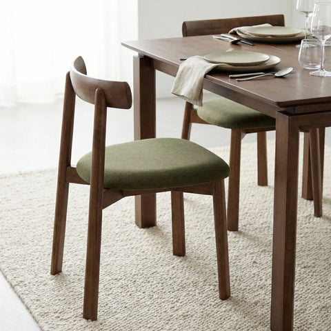 Soma Set of 2 Olive Green Fabric Dining Chairs