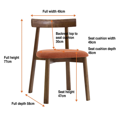Soma Set of 2 Rusty Orange Fabric Dining Chairs