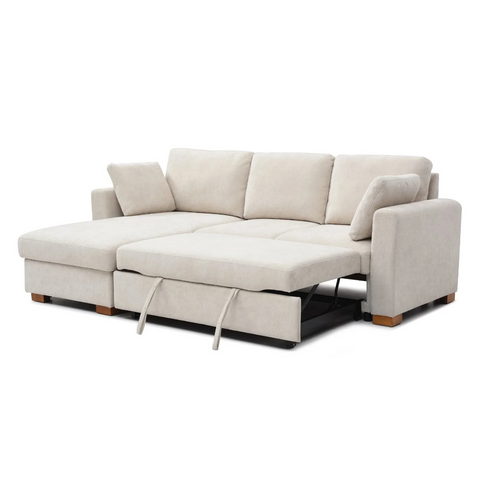 Sorrento Corner Sofa Bed in Grey, Natural and Taupe Chenille