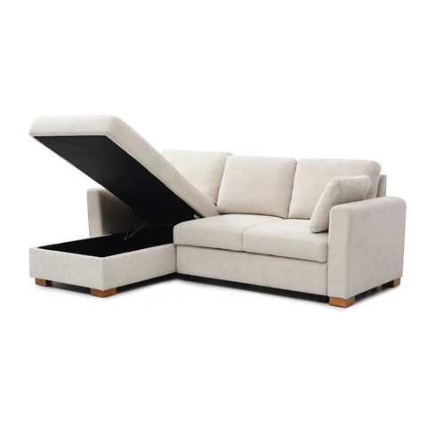 Sorrento Corner Sofa Bed in Grey, Natural and Taupe Chenille