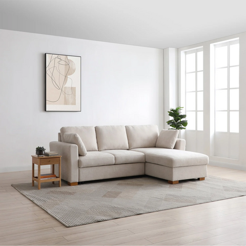 Sorrento Corner Sofa Bed in Grey, Natural and Taupe Chenille