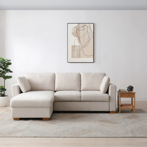 Sorrento Corner Sofa Bed in Grey, Natural and Taupe Chenille
