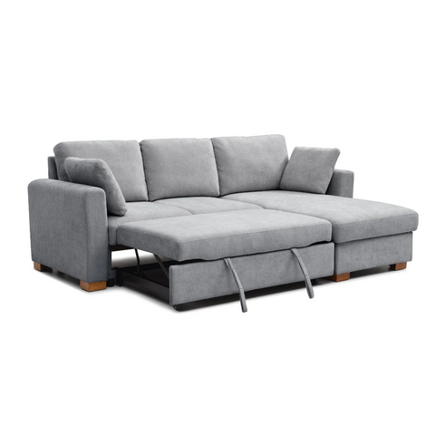 Sorrento Corner Sofa Bed in Grey, Natural and Taupe Chenille