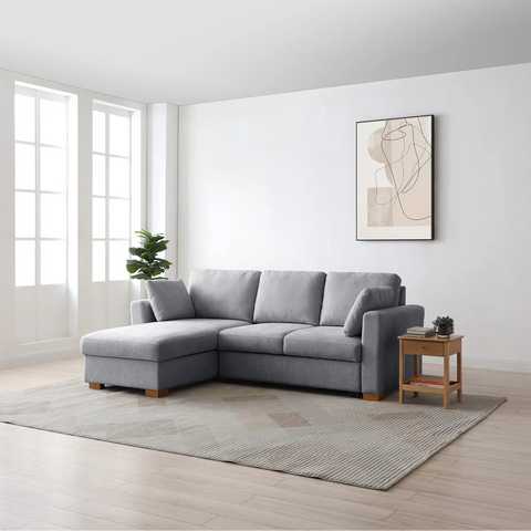 Sorrento Corner Sofa Bed in Grey, Natural and Taupe Chenille