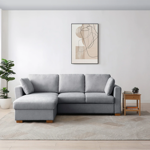 Sorrento Corner Sofa Bed in Grey, Natural and Taupe Chenille