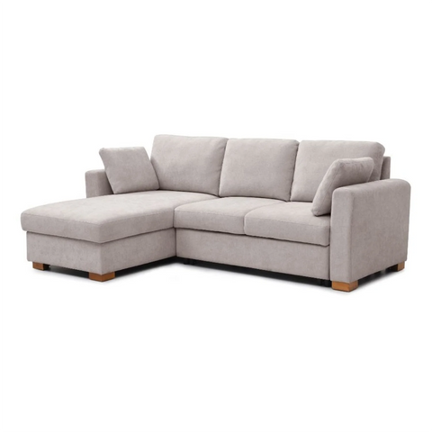 Sorrento Corner Sofa Bed in Grey, Natural and Taupe Chenille