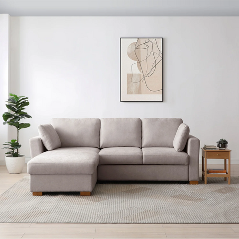 Sorrento Corner Sofa Bed in Grey, Natural and Taupe Chenille