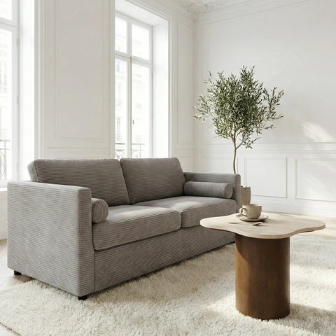 Tilde Walnut Effect Coffee Tables with Travertine Marble Tops