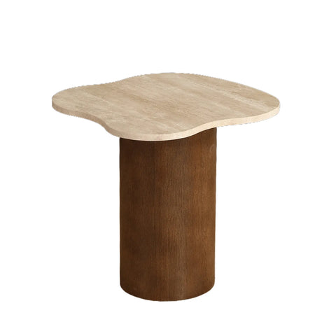 Tilde Walnut Effect Coffee Tables with Travertine Marble Tops