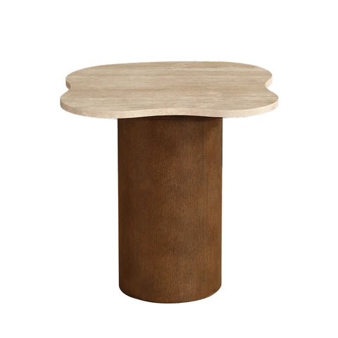 Tilde Walnut Effect Coffee Tables with Travertine Marble Tops
